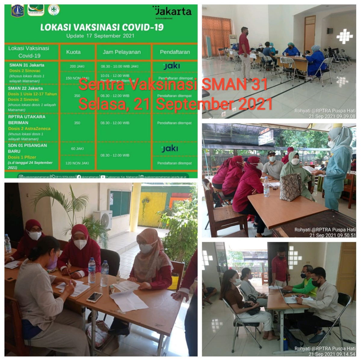 Perbantuan kegiatan vaksinasi Kecamatan Matraman